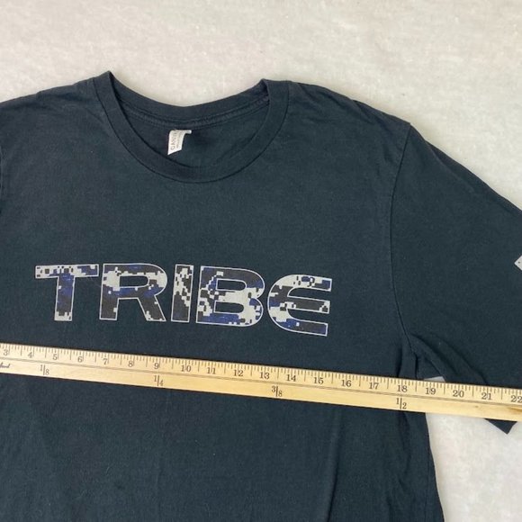 Men's Black Short Sleeve USA Tribe T-Shirt Size LARGE Graphic Tee Crew Neck - Picture 4 of 6